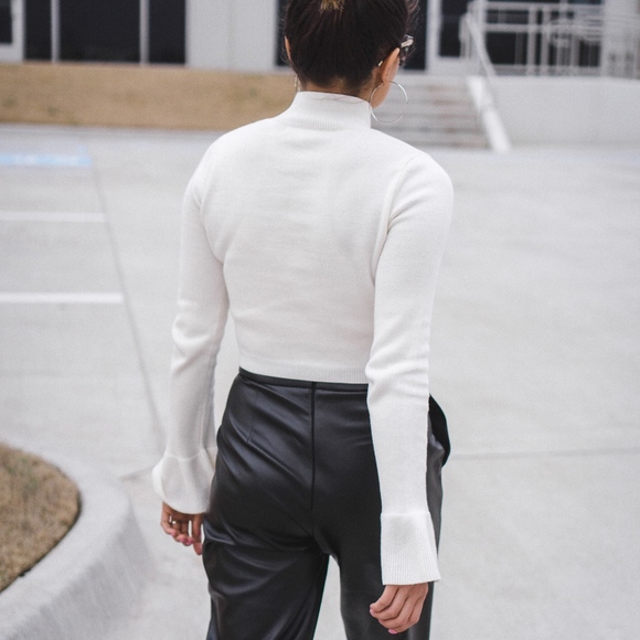 Wild Honey Mock Neck with Bell Sleeve Sweater - Picture 2 of 4